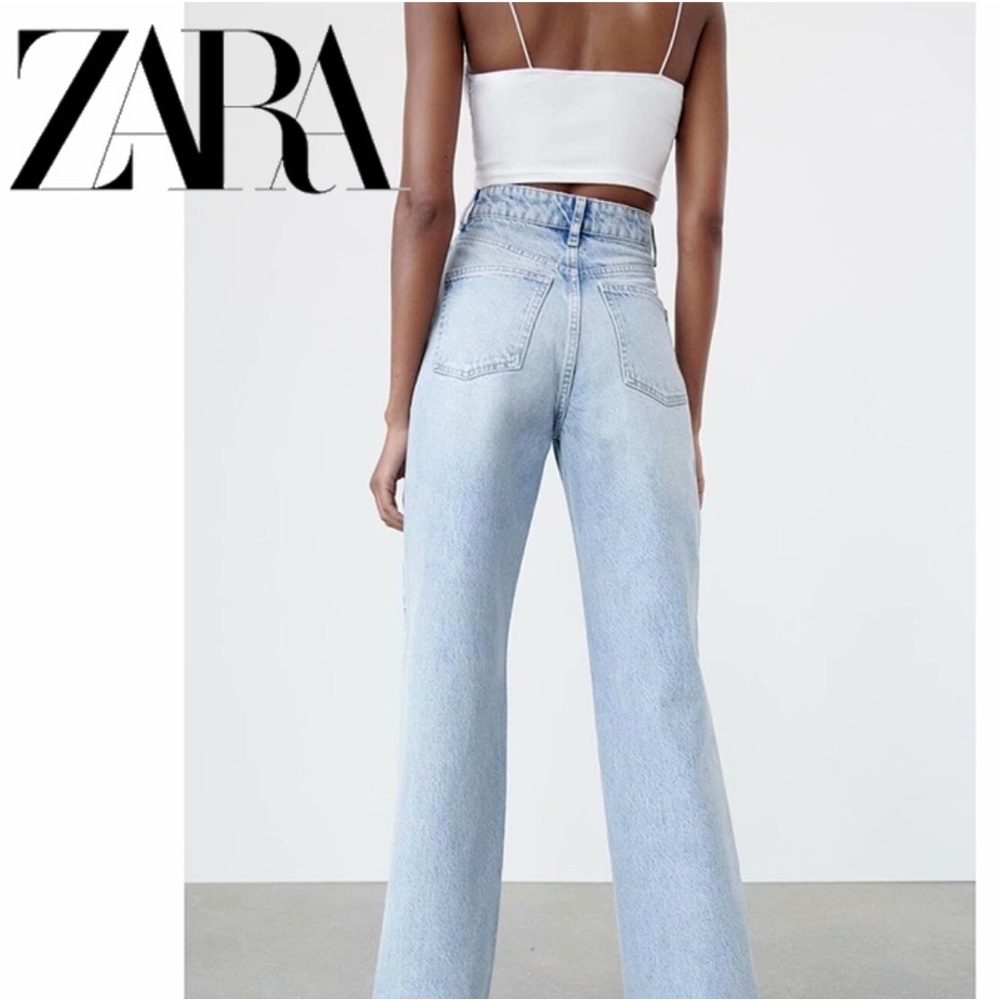 Zara NWOT Vintage Inspired  Double High-Waisted Straight/Wide Leg Jeans size 8